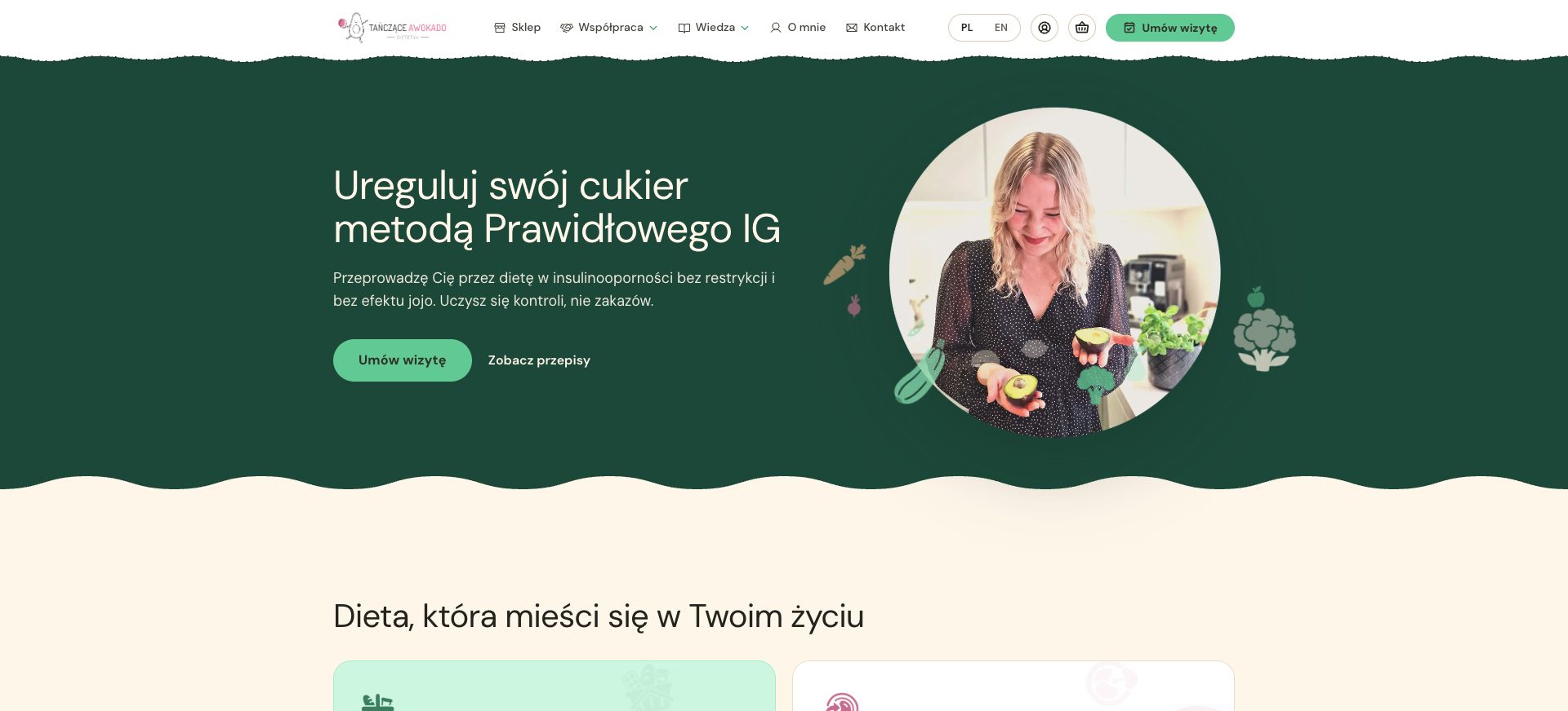 Tańczące Awokado homepage after the new platform launch