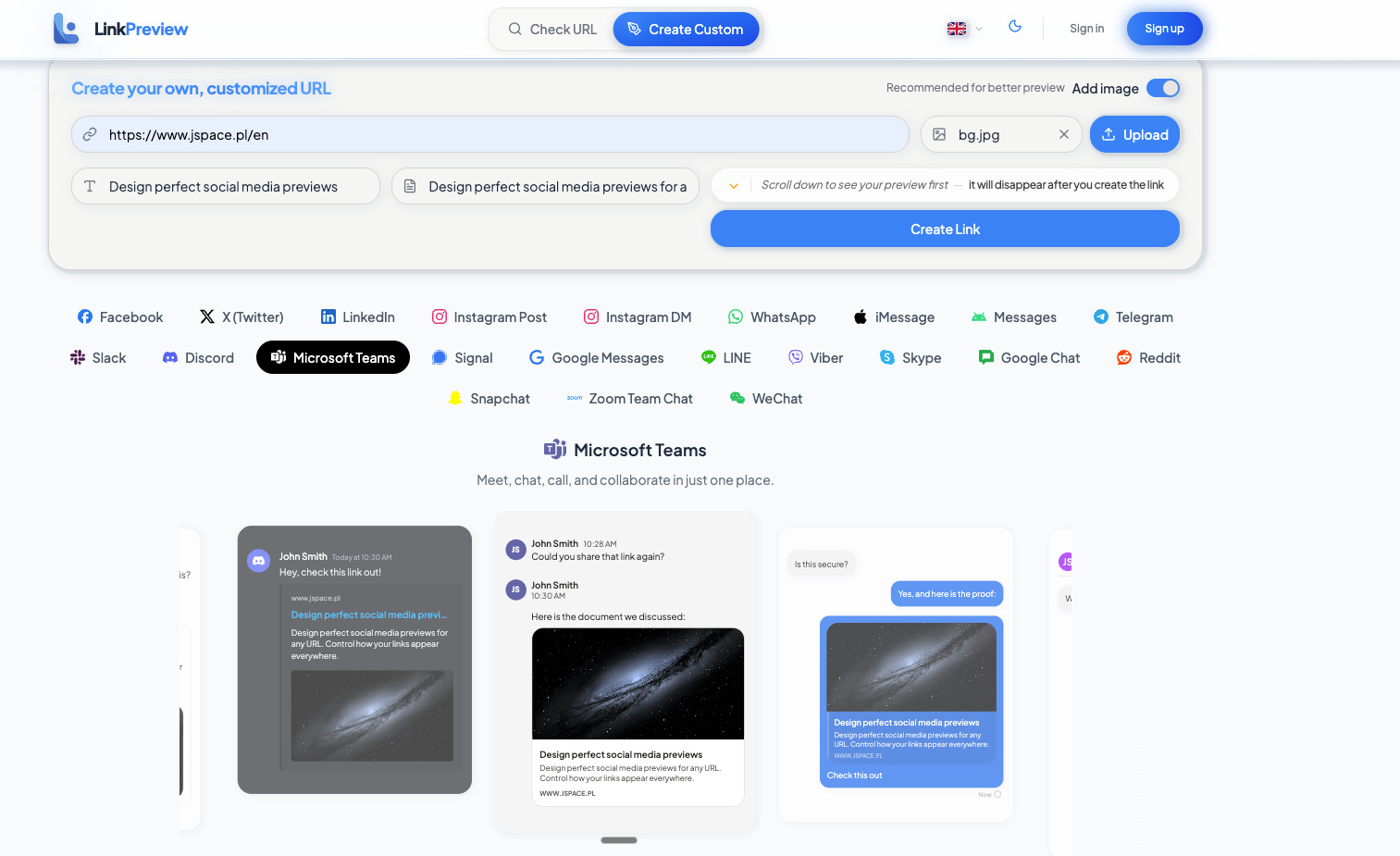 Jspace portfolio project - Linkpreview Banner