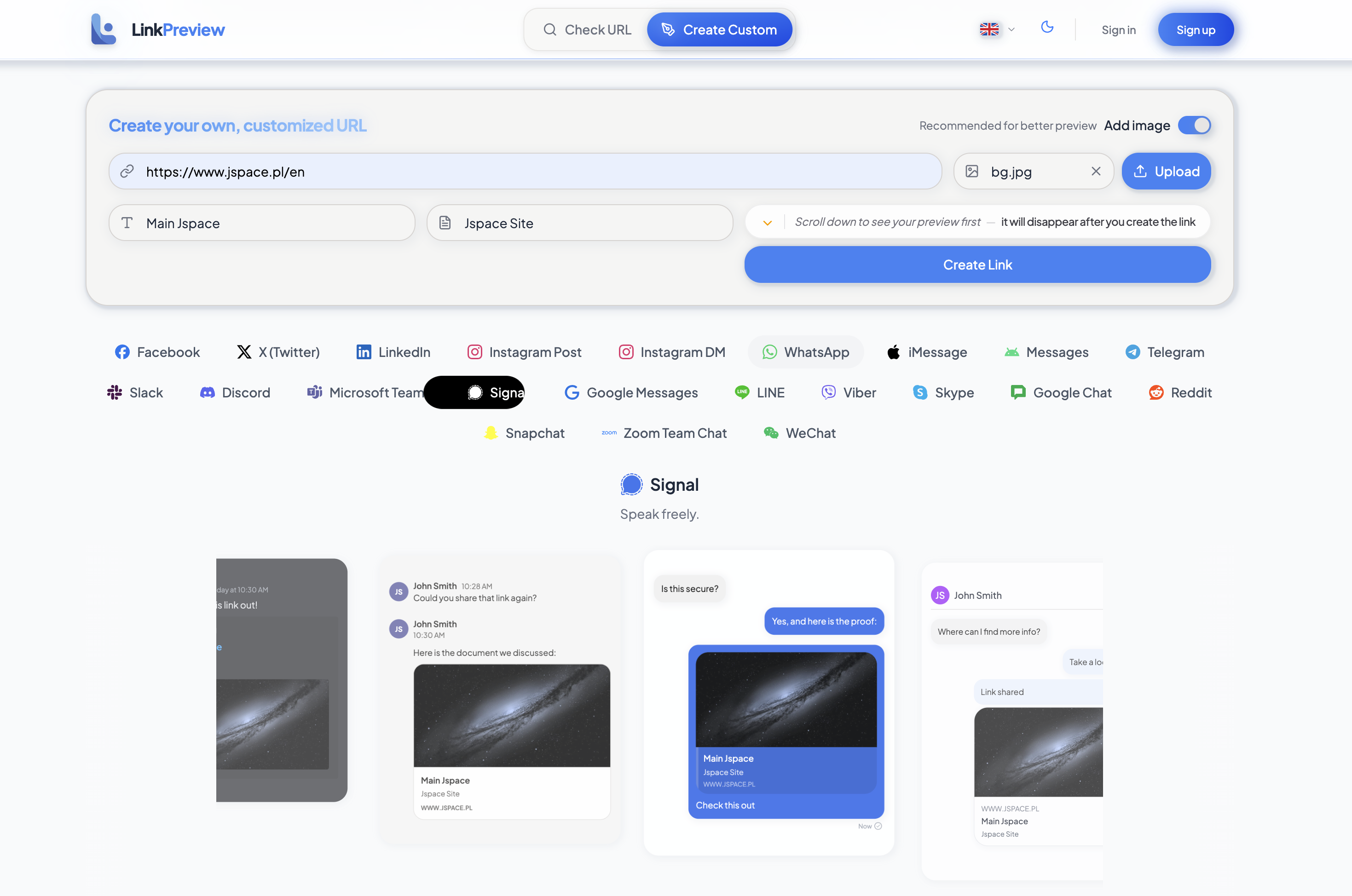 Jspace portfolio project - Ss Create Paeg Linkpreview